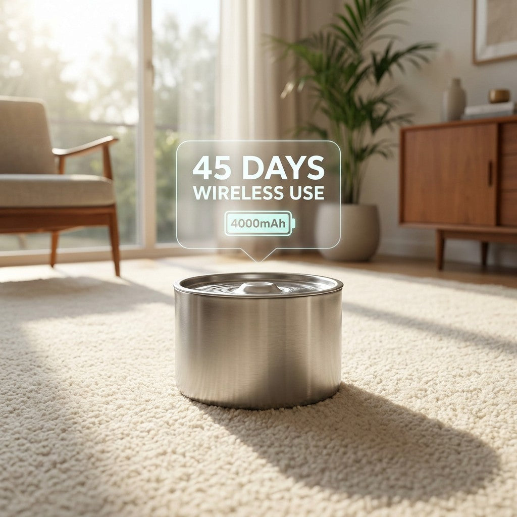 Wireless Smart Pet Water Fountain - 304 Stainless Steel, 2.2L Automatic Dog & Cat Water Dispenser with Motion Sensor, 4000mAh Long-Lasting Battery