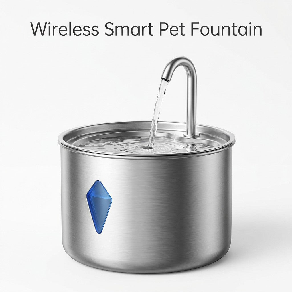 Wireless Smart Pet Water Fountain - 304 Stainless Steel, 2.2L Automatic Dog & Cat Water Dispenser with Motion Sensor, 4000mAh Long-Lasting Battery
